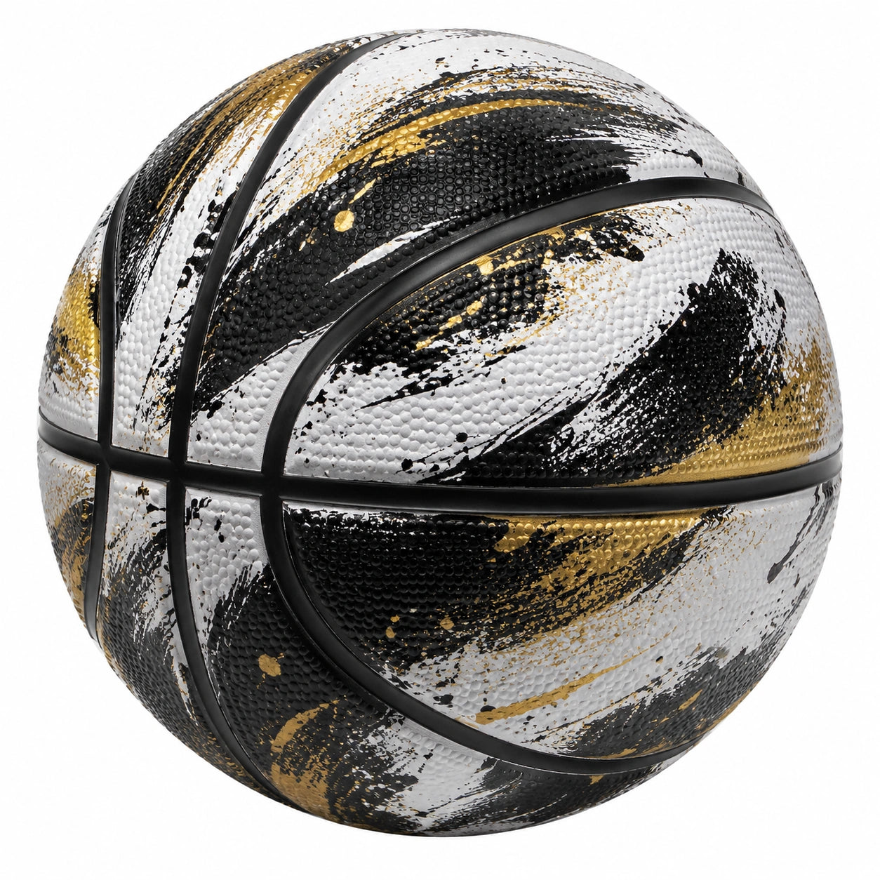 Ballon de basket extérieur urbain Noir/Blanc/Doré