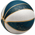 Ballon de basket compétition bleu, blanc et or