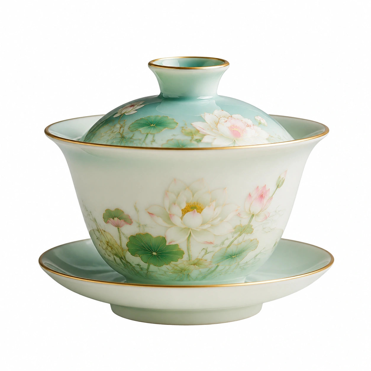 Gaiwan en céramique céladon avec soucoupe - 150ml