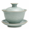 Gaiwan artisanal en céramique bleu émaillé