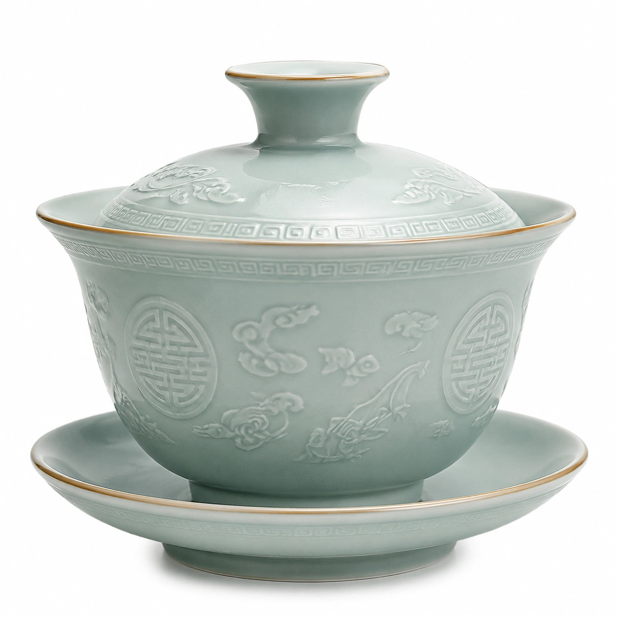 Gaiwan artisanal en céramique bleu émaillé