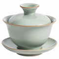 Gaiwan en Porcelaine Vert Céladon avec Couvercle et Soucoupe