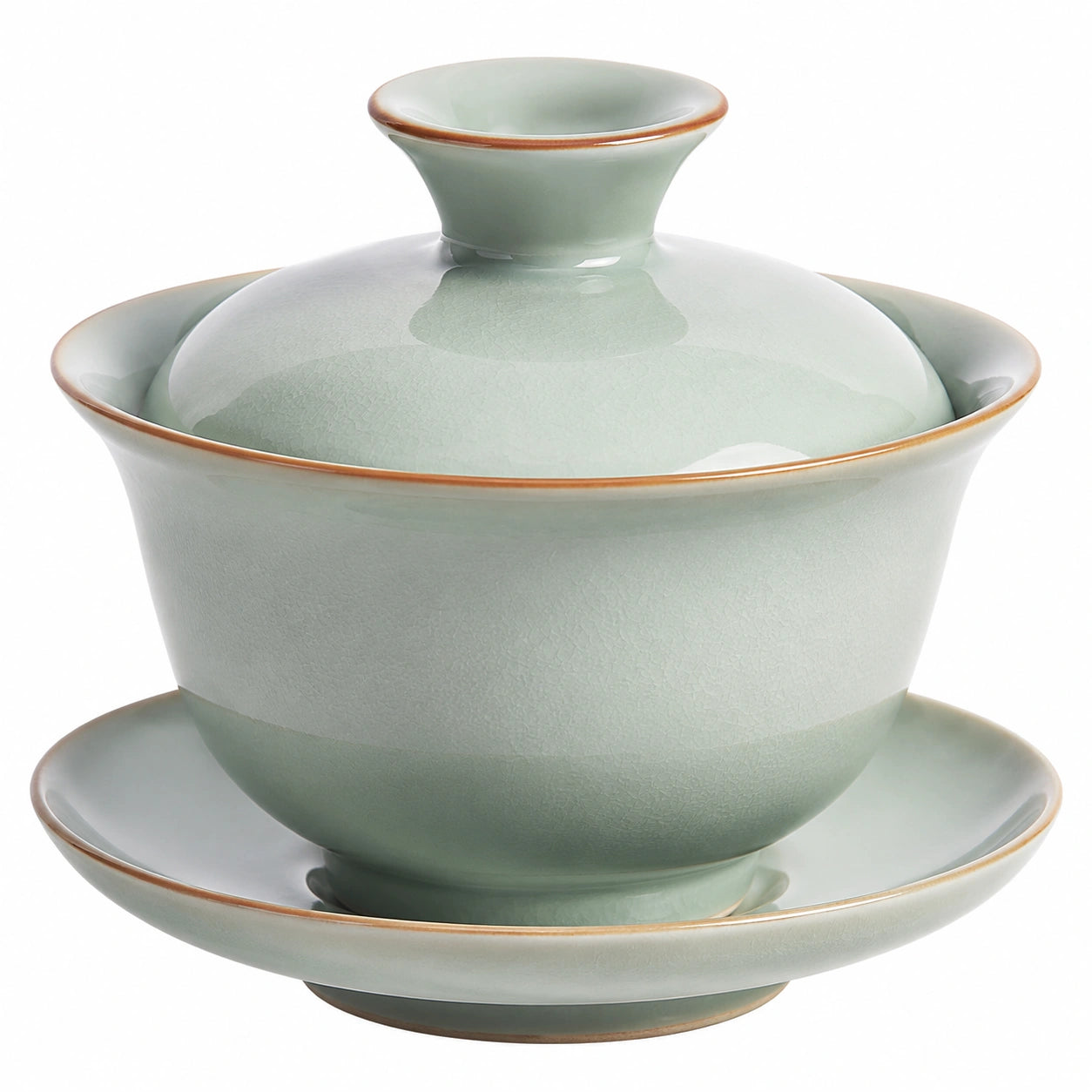 Gaiwan en Porcelaine Vert Céladon avec Couvercle et Soucoupe