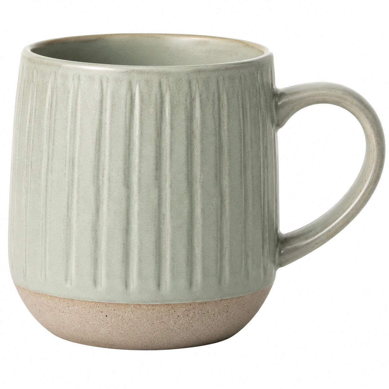 Tasse en céramique verte 350ml avec design cannelé