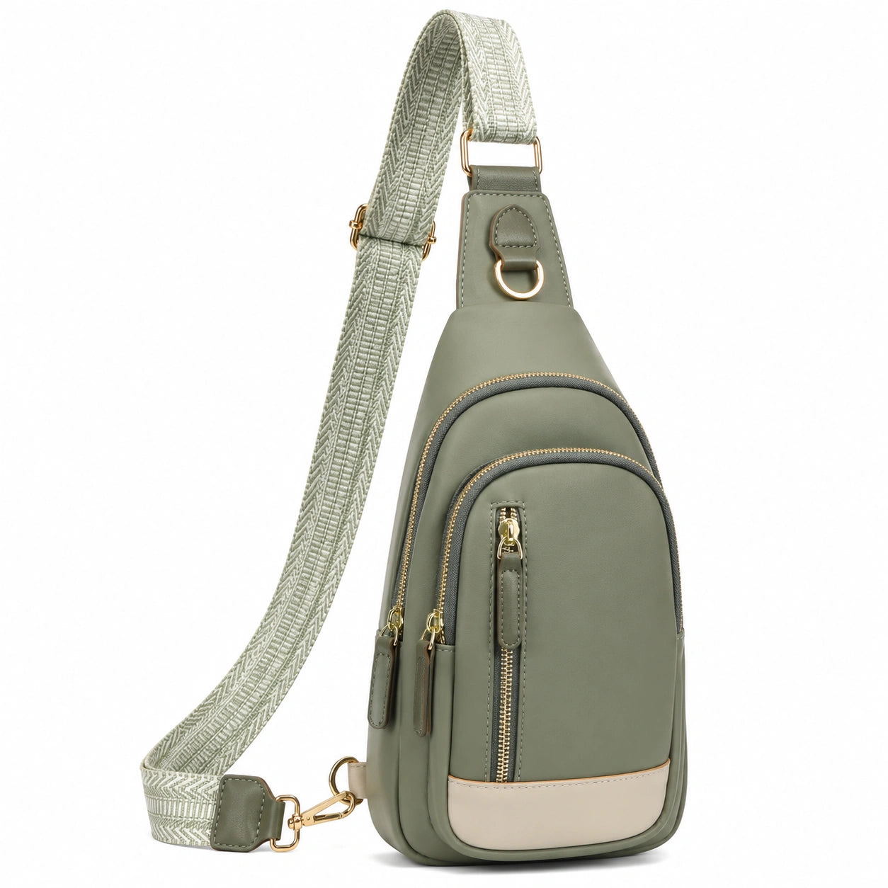 Sac à bandoulière ergonomique beige avec poches extérieures