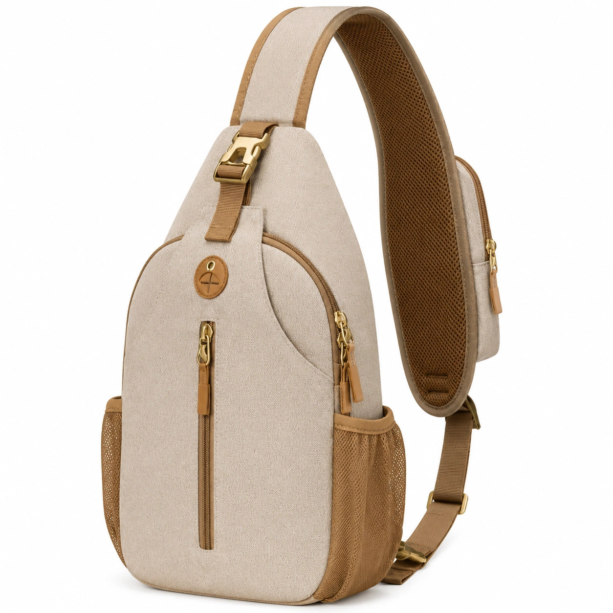 Sac à bandoulière unisexe vert kaki avec poche filet