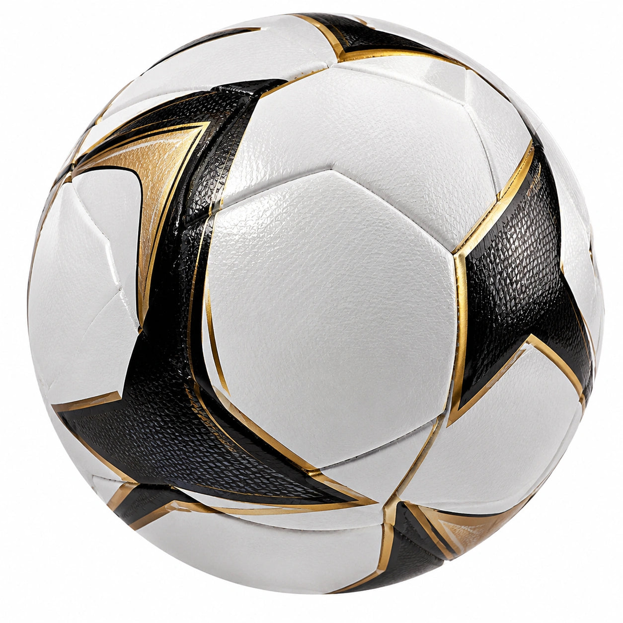 Ballon de football blanc, noir et doré