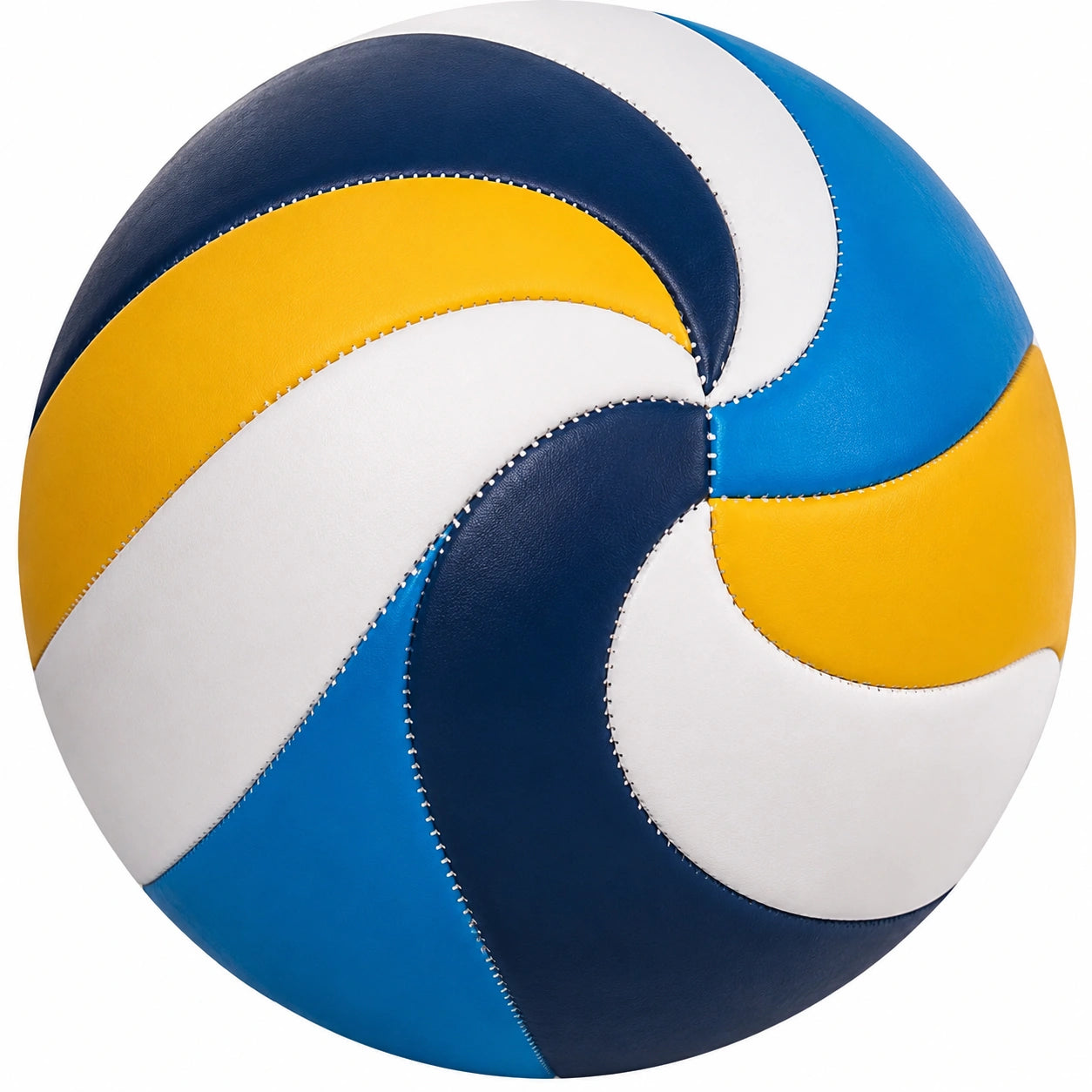 Ballon de volley en bleu, jaune et blanc