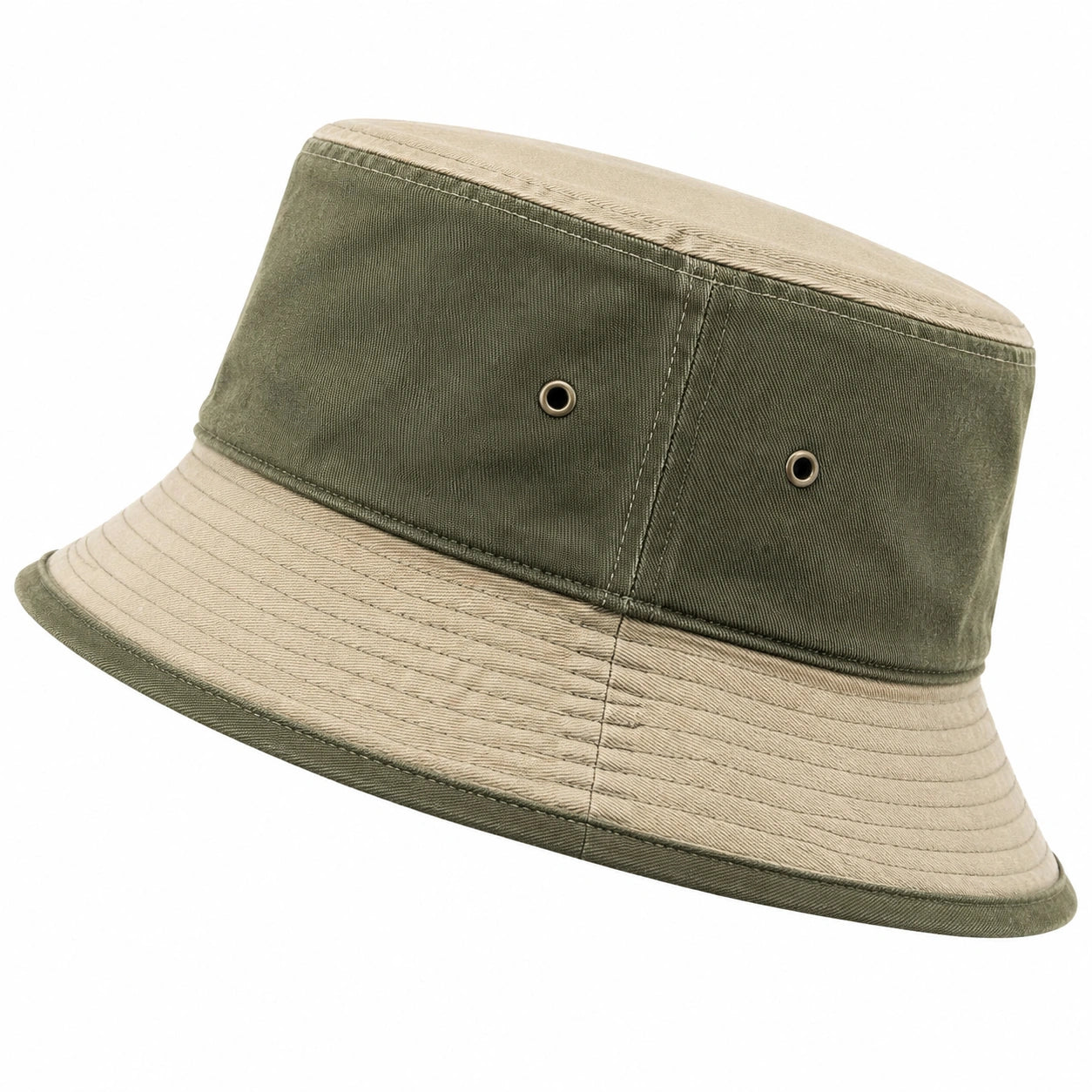 Chapeau Bob Réversible Beige et Kaki