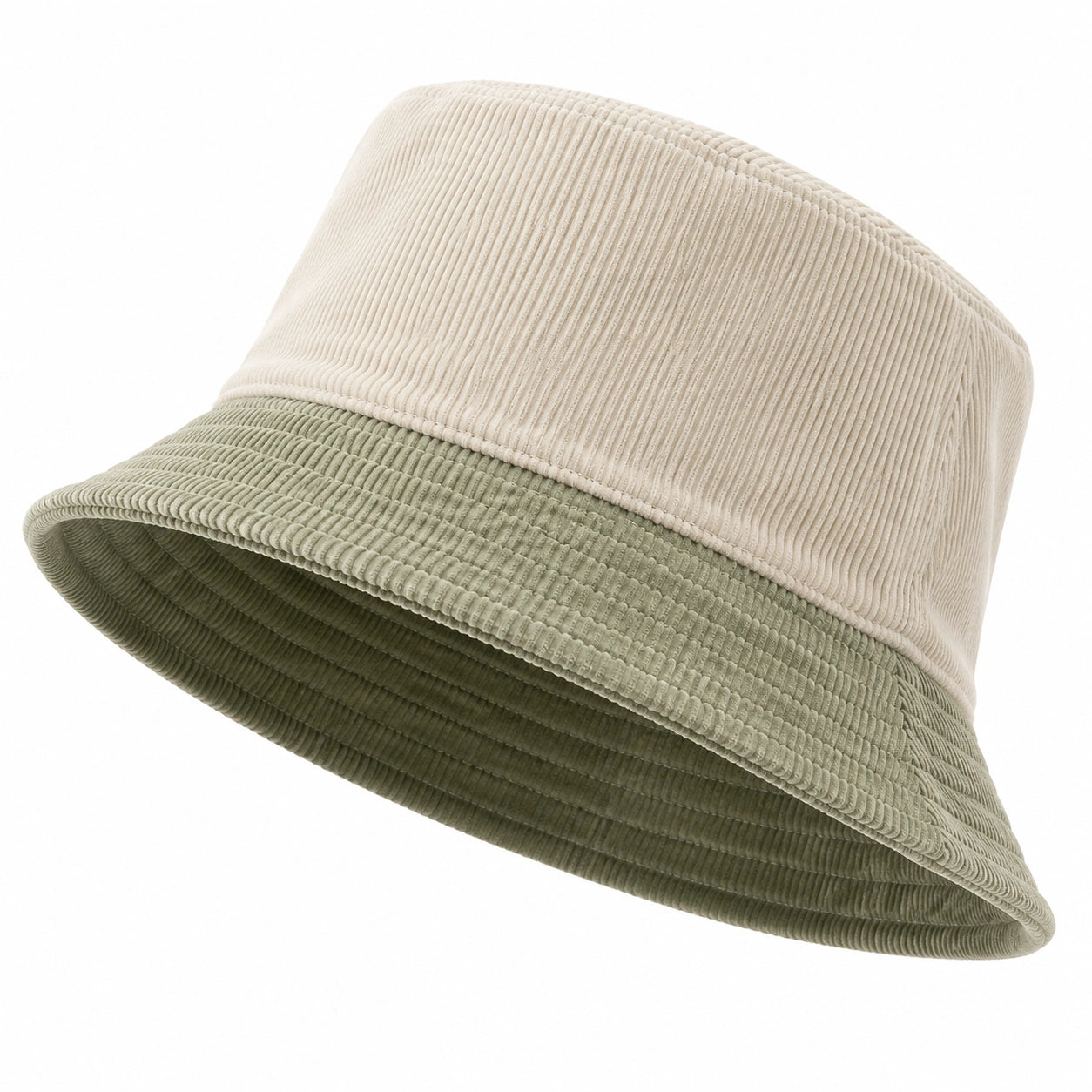 Chapeau Bob Réversible Beige et Vert