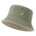 Chapeau bob avec sourire brodé vert kaki