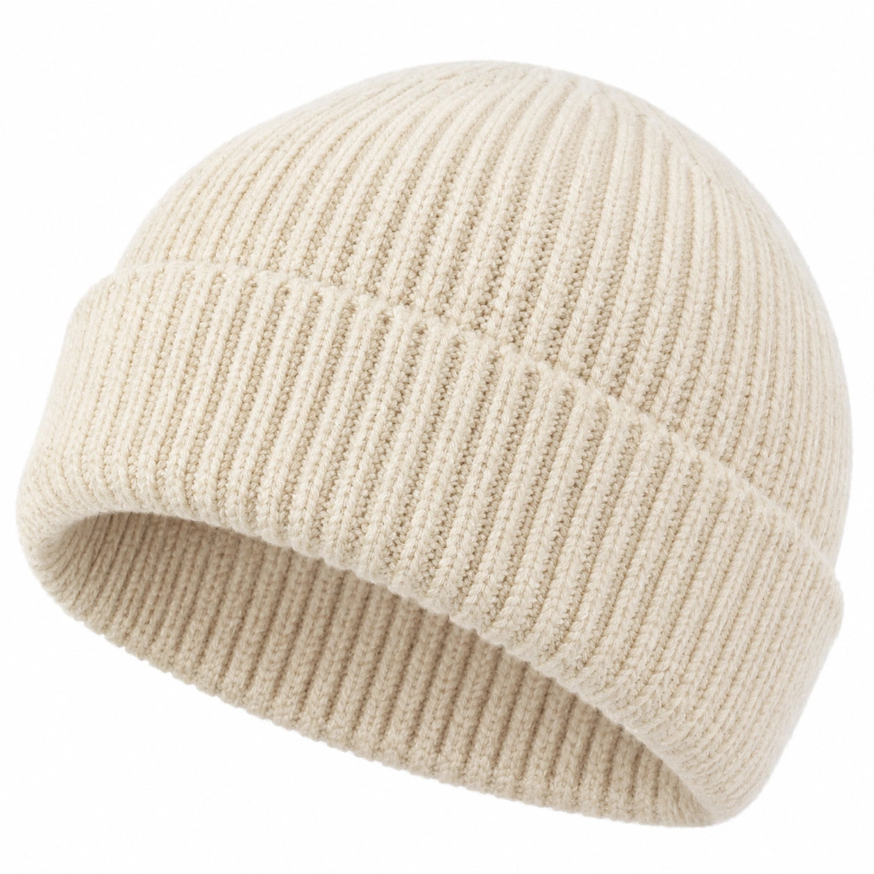 Bonnet côtelé épais beige pour adulte