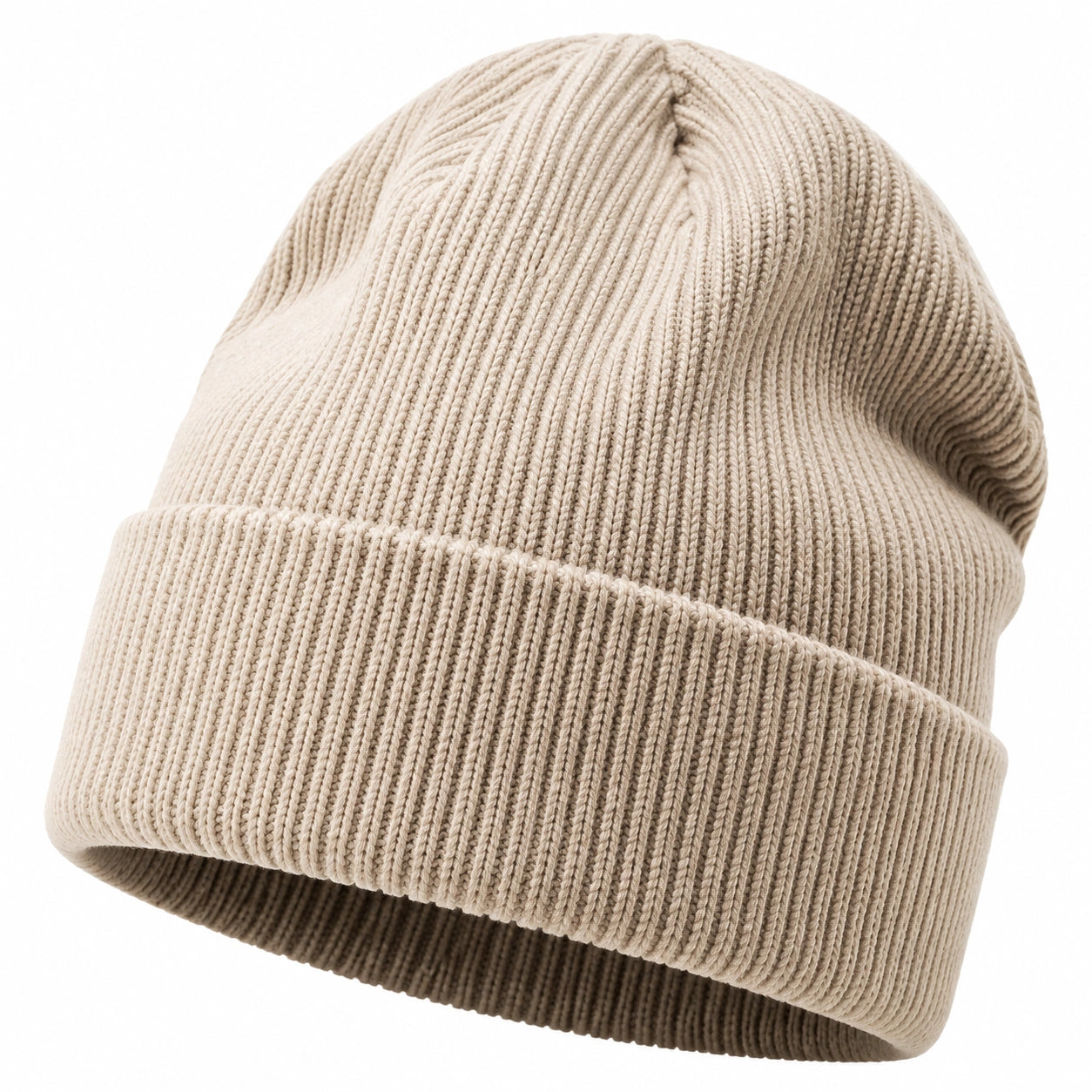 Bonnet en maille côtelée beige unisexe