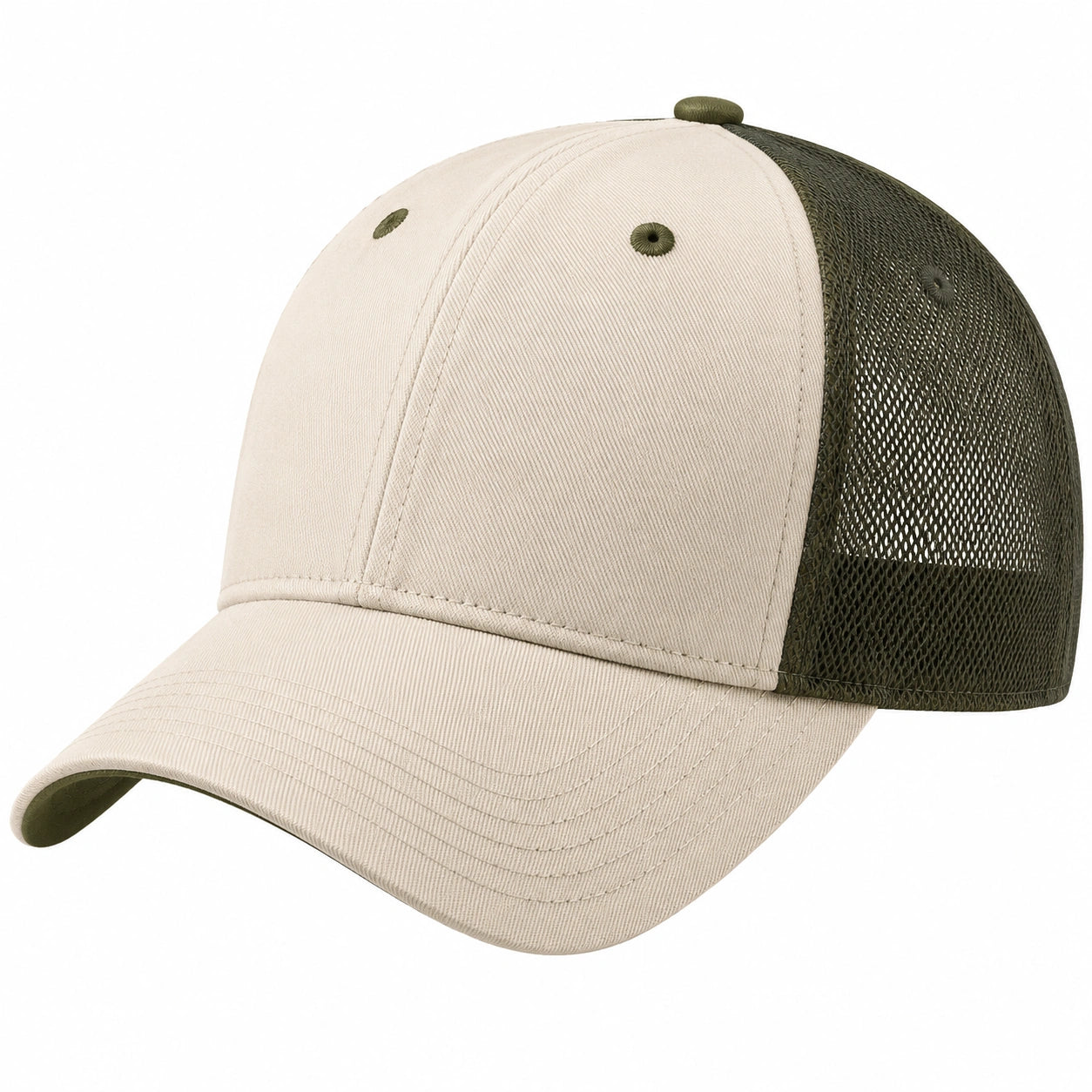 Casquette filet beige et kaki réglable unisexe pour adultes