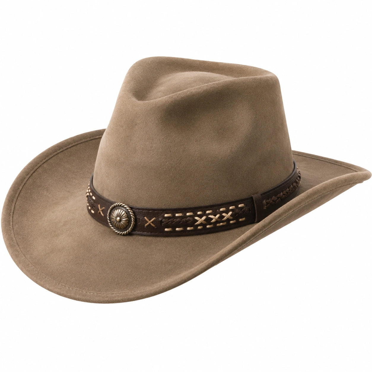Chapeau Cowboy Western avec Bandeau Décoratif en Marron