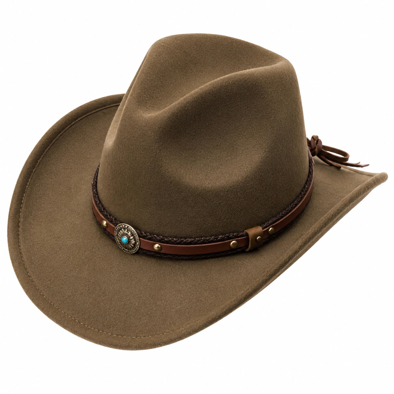 Chapeau Cowboy Marron avec Bande Tressée