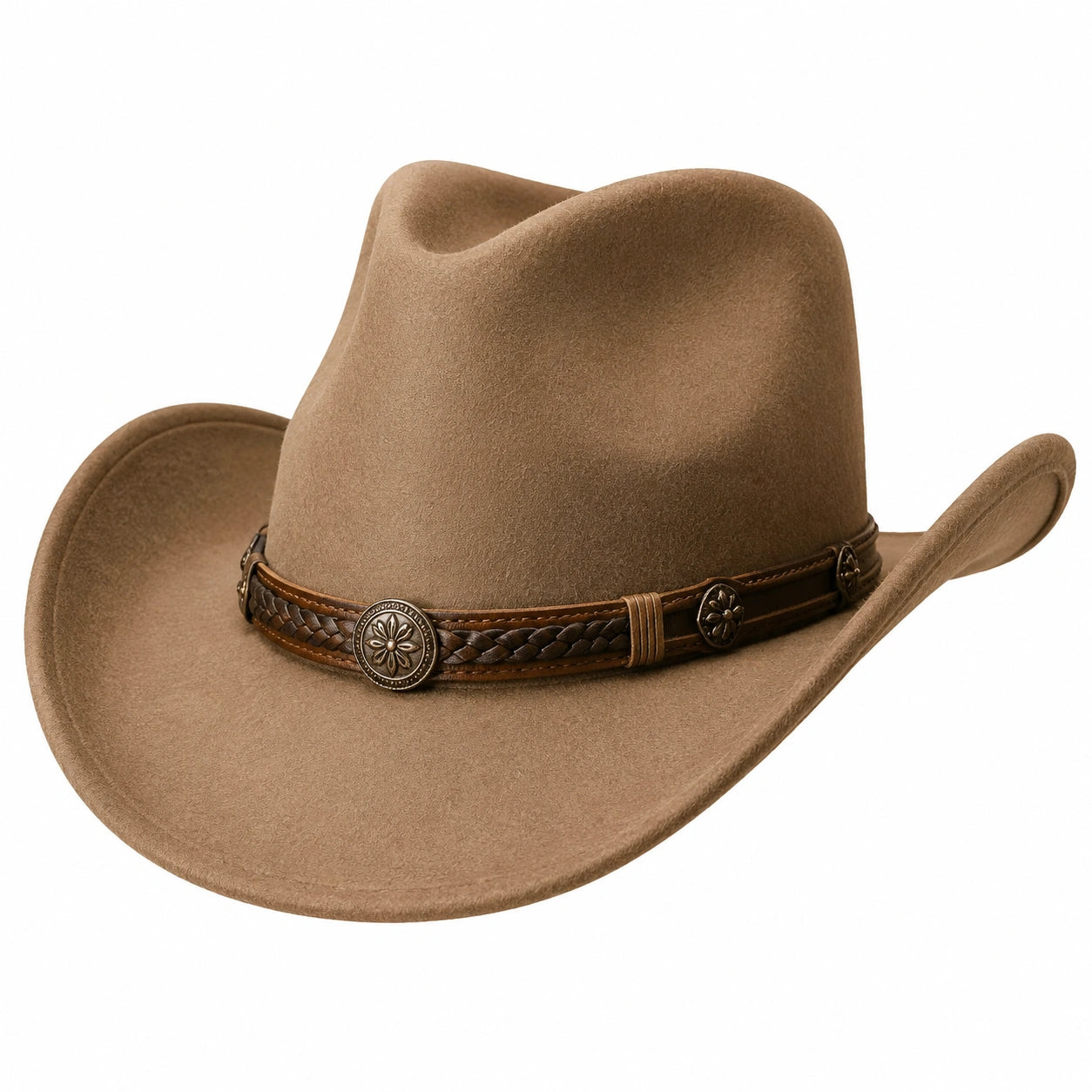 Chapeau Cowboy Classique Brun avec Large Bord